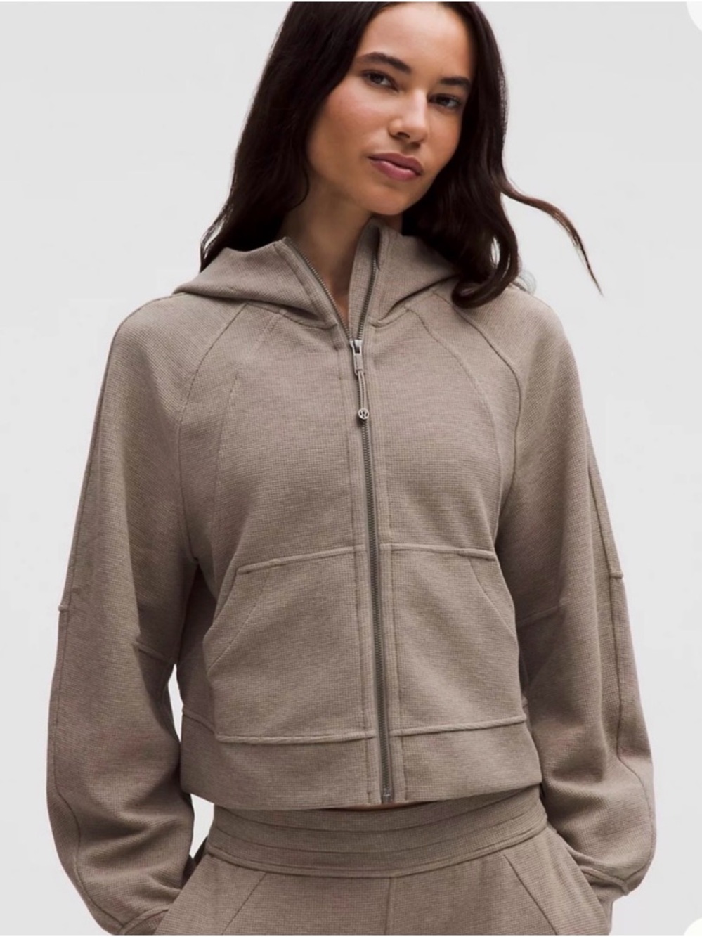 lululemon athletica Cropped Zip Hoodie in Taupe
